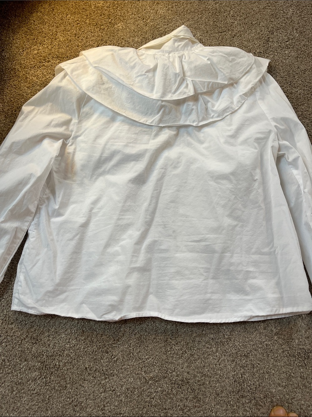 👑👑Zara 💯%Cotton Generous szS Mega Maximalist Double Ruffle Big Bow White Blouse - Picture 7 of 10